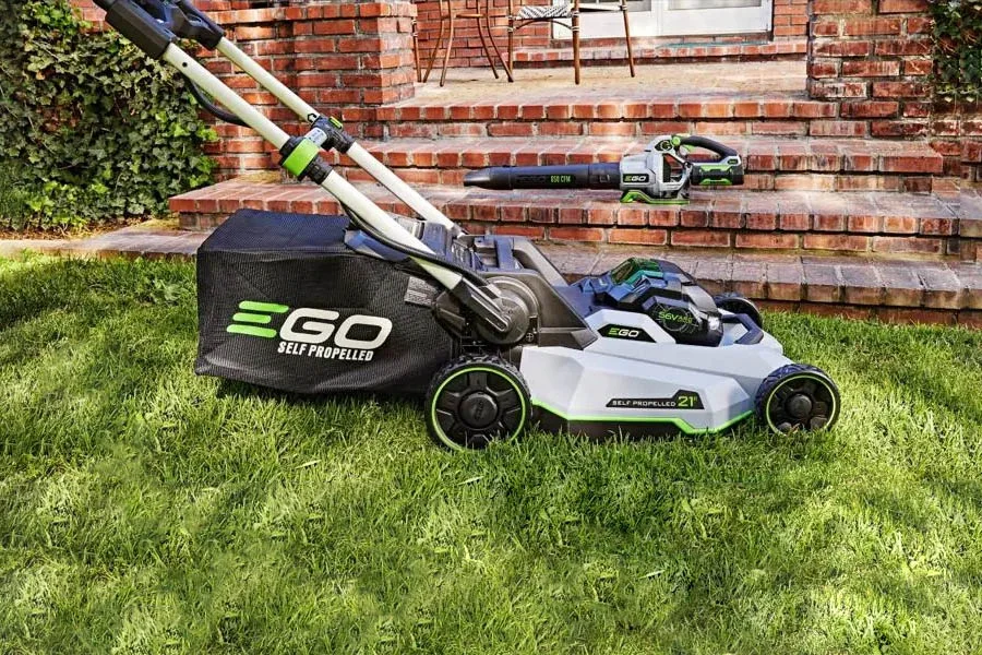 green electric lawn mower