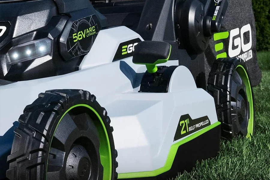 green electric lawn mower